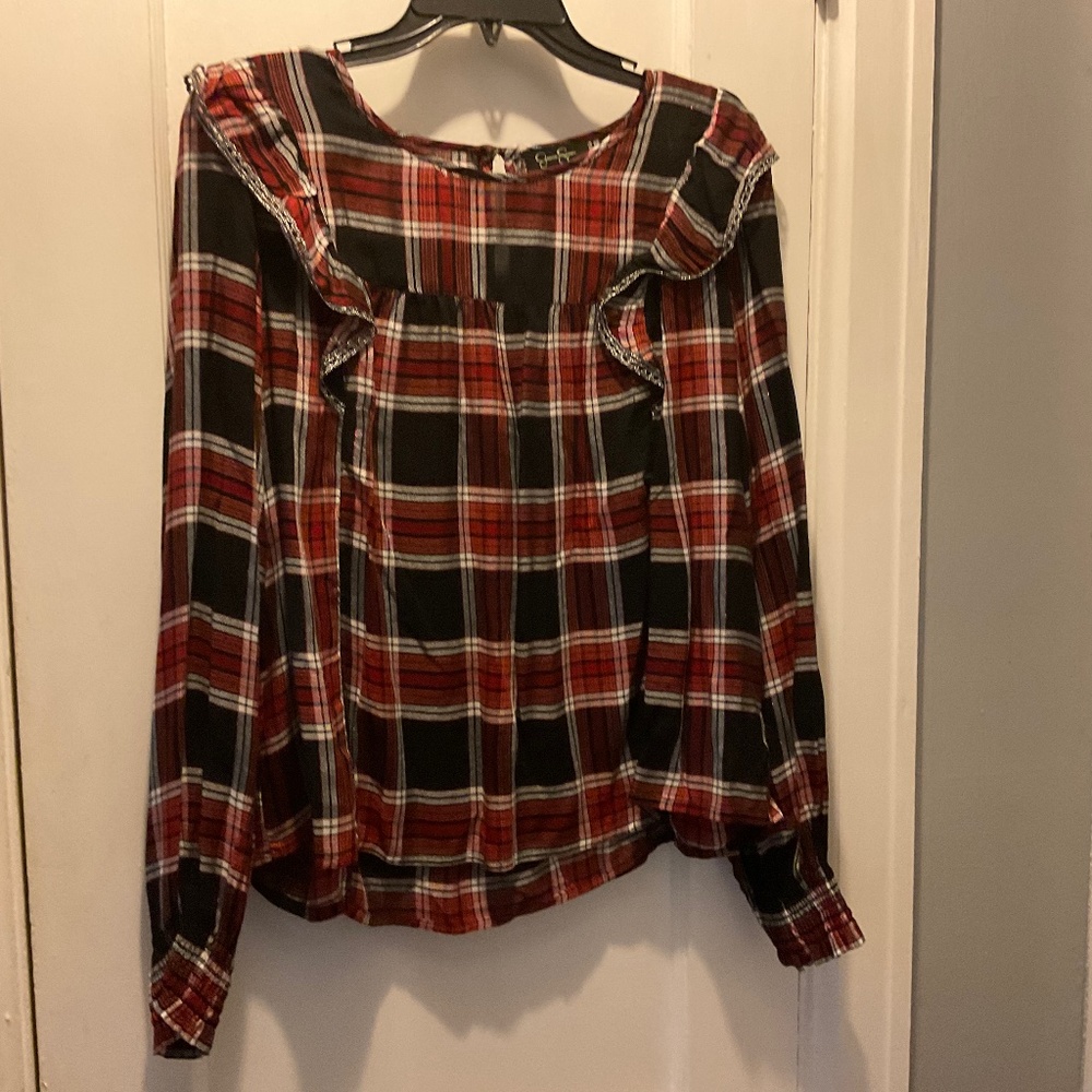 Jessica Simpson blouse Plaid